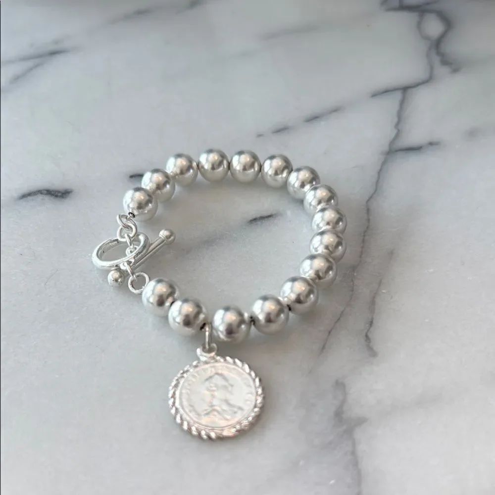 Karine Sultan Ball Chain Bracelet with charm